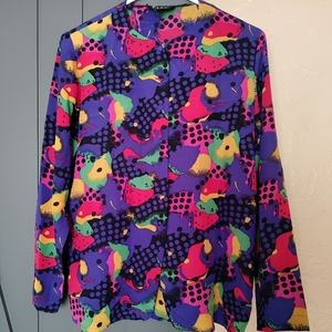 Vintage Y.LE.V Colorful Silk Buttondown Blouse Size 6